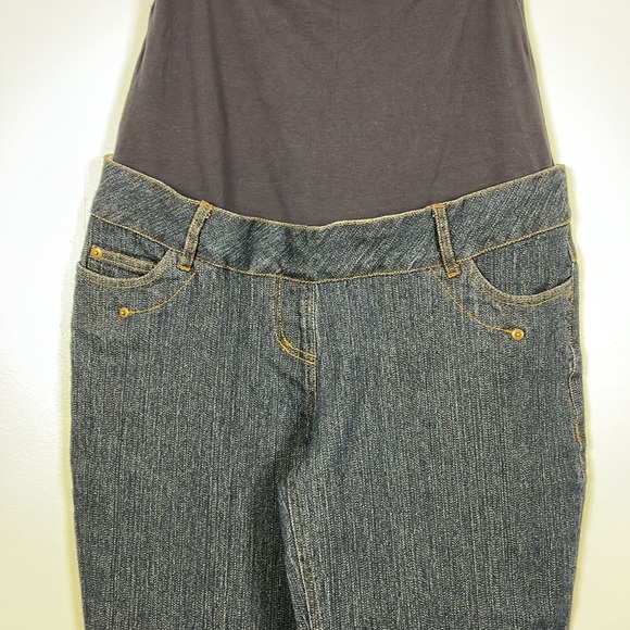 Mummy Long Legs Matenity Jeans womens 14/16 Wide Leg 7 Pockets Blue Pants - Picture 3 of 10